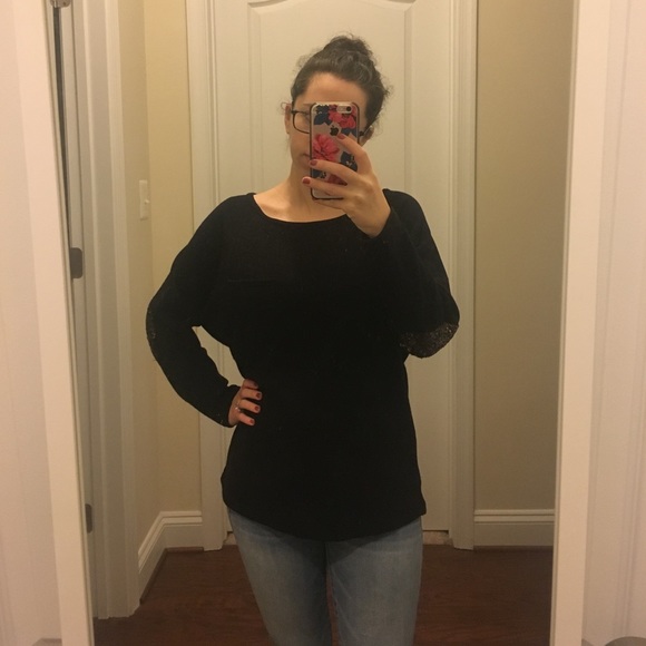 Black Sequin Elbow Boutique Sweater - Picture 6 of 8